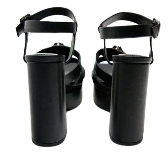 ZARA STRAPPY PLATFORM HEEL SANDALS SIZE 9US Black | 3345/910 - Picture 5 of 14